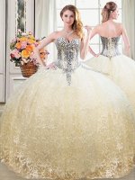 Chic Sleeveless Beading and Lace Lace Up Vestidos de Quinceanera