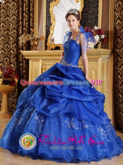 Yopal Colombia The Super Hot Spaghetti Straps Pick-ups Blue Quinceanera Dress - Click Image to Close