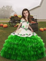 Charming Straps Lace Up Embroidery and Ruffled Layers Pageant Dress Sleeveless