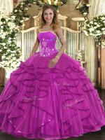 High Class Sleeveless Beading and Ruffles Lace Up Sweet 16 Quinceanera Dress