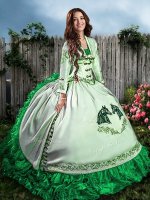 Captivating Green Sweetheart Lace Up Embroidery and Ruffles Quinceanera Gown Sleeveless(SKU XBQD006-2BIZ)