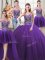 Artistic Four Piece Purple Tulle Lace Up Vestidos de Quinceanera Sleeveless Floor Length Beading