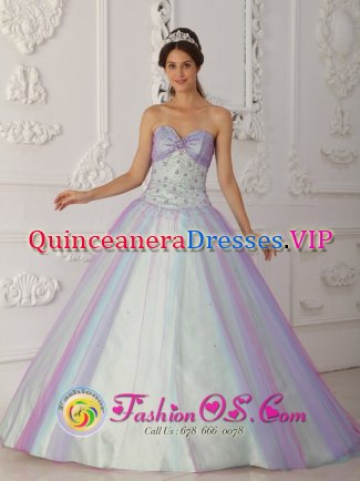 Essex Junction Vermont/VT Multi-Color Quinceranera Dress Beading and Sequins Decorate For New Style Sweetheart Taffeta and Tulle A-Line / Princess