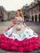 Fuchsia Ball Gowns Embroidery and Ruffled Layers Sweet 16 Quinceanera Dress Lace Up Organza Sleeveless Floor Length