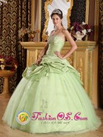 Natchez Mississippi/MS Luxurious Yellow Green Tulle and Taffeta For Strapless Quinceanera Dress With Beading Ball Gown(SKU QDZY193-GBIZ)