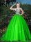 Scoop Ball Gowns Appliques and Belt Quinceanera Dresses Zipper Organza Sleeveless