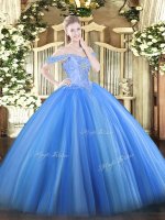 Designer Tulle Sleeveless Floor Length Quinceanera Gown and Beading