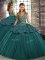 Green Straps Lace Up Beading and Appliques Vestidos de Quinceanera Sleeveless