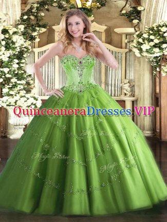 15th Birthday Dress Sweet 16 and Quinceanera with Beading Sweetheart Sleeveless Lace Up