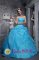 Strapless Appliques Decorate Baby Blue Beautiful Quinceanera Dresses