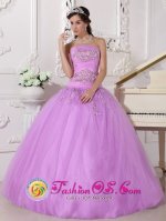 Pretty Lavender Beaded embellishment Tulle Quinceanera Dress In Bairnsdale VIC(SKU QDZY667y-6BIZ)