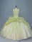 Beautiful Yellow Green Organza and Tulle Lace Up Sweet 16 Dress Sleeveless Brush Train Beading and Appliques