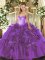 Super Purple Quinceanera Gowns Military Ball and Sweet 16 and Quinceanera with Beading and Ruffles Sweetheart Sleeveless Lace Up