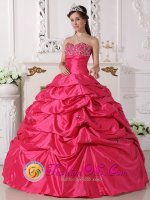 Plantation Florida/FL Discount Hot Pink Sweetheart Beading and Pick-ups Quinceanera Dresses With Taffeta custom made(SKU QDZY672-GBIZ)