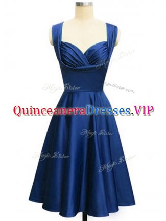 Royal Blue Lace Up Straps Ruching Vestidos de Damas Taffeta Sleeveless