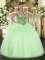 Apple Green Sleeveless Beading and Ruffles Floor Length Quinceanera Gown