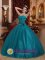 Benalla VIC Sweetheart In Soecial Design Hand Made Flowers Teal Unique Quinceanera Dress