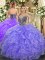 Suitable Organza Sweetheart Sleeveless Lace Up Beading and Ruffles Vestidos de Quinceanera in Lavender