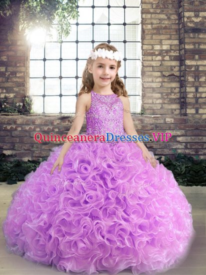 Sleeveless Lace Up Floor Length Beading Pageant Dress for Girls - Click Image to Close