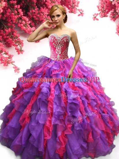 Fashion Sweetheart Sleeveless Organza Sweet 16 Dresses Ruffles Lace Up - Click Image to Close