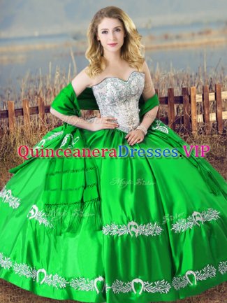 High Quality Sleeveless Floor Length Beading and Embroidery Lace Up Vestidos de Quinceanera with