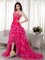 Hot Pink A-line One Shoulder Brush Train Organza Beading Quinceanera Dama Dress in Gulf Breeze FL