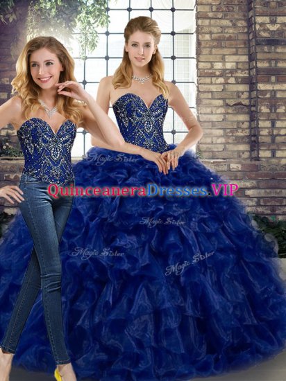 Organza Sleeveless Floor Length Quinceanera Gowns and Beading and Ruffles - Click Image to Close