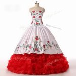 Clearance Sleeveless Lace Up Floor Length Embroidery and Ruffled Layers Ball Gown Prom Dress(SKU PSSW0550ABIZ)