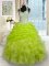 Yellow Green Sleeveless Floor Length Beading and Ruffles and Pick Ups Zipper Quinceanera Gowns