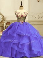 Luxurious Lavender Sleeveless Appliques and Ruffles Floor Length 15th Birthday Dress(SKU YSQD077-2BIZ)