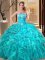 Sleeveless Lace Up Floor Length Embroidery and Ruffles Sweet 16 Quinceanera Dress