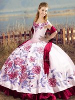 Amazing Sleeveless Floor Length Embroidery Lace Up Quinceanera Dresses with Fuchsia(SKU XBQD159-4BIZ)