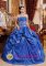 Brixham Devon Royal Blue Appliques Decorate Waist For Elegant Quinceaner Dress With Pick-ups