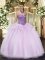 Attractive Sweetheart Sleeveless Military Ball Gowns Floor Length Beading and Ruffles Lavender Tulle