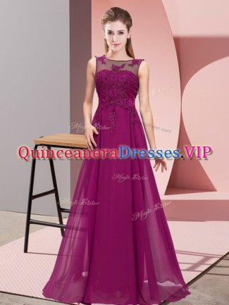 Floor Length Zipper Vestidos de Damas Purple for Wedding Party with Beading and Appliques