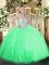 Apple Green Ball Gowns Beading Ball Gown Prom Dress Zipper Tulle Sleeveless Floor Length