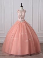 Cute Scoop Sleeveless Tulle Quinceanera Dress Beading Zipper(SKU SWQD241BIZ)