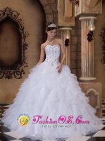 Frankfort Indiana/IN Embroidery With Beading White Ball Gown Quinceanera Dress For Floor-length