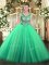 Scoop Sleeveless Tulle Quinceanera Gown Beading Lace Up