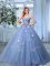 Lavender Lace Up Quinceanera Gown Appliques Sleeveless Floor Length