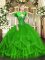 Popular Green Ball Gowns Beading and Ruffles Quinceanera Dress Lace Up Tulle Sleeveless Floor Length