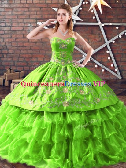 Superior Sweetheart Sleeveless Satin and Organza Quinceanera Dresses Embroidery Lace Up - Click Image to Close