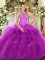 Organza Sleeveless Floor Length 15th Birthday Dress and Beading and Ruffles