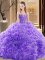 Lavender Sleeveless Court Train Embroidery and Ruffles and Pick Ups Quinceanera Gown