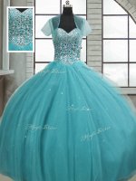 Fancy Tulle Sweetheart Sleeveless Lace Up Beading and Sequins Sweet 16 Quinceanera Dress in Aqua Blue(SKU PSSW0660BIZ)