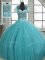 Fancy Tulle Sweetheart Sleeveless Lace Up Beading and Sequins Sweet 16 Quinceanera Dress in Aqua Blue