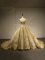 Customized Gold Sleeveless Brush Train Sequins Sweet 16 Quinceanera Dress