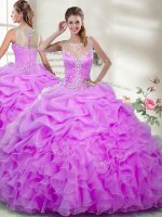 Amazing Lilac Zipper Quinceanera Dress Beading and Ruffles Sleeveless Floor Length(SKU SJQDDT120002-1BIZ)