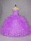 Purple Quince Ball Gowns Sweet 16 and Quinceanera with Appliques and Ruffles Sweetheart Sleeveless Lace Up