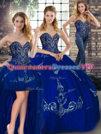 Traditional Tulle Sleeveless Floor Length 15 Quinceanera Dress and Beading and Embroidery